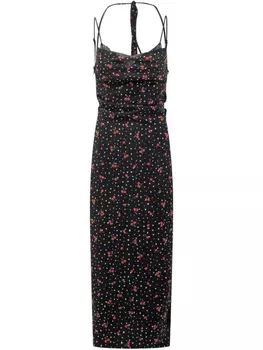 Платье-комбинация с принтом DES PHEMMES, черный