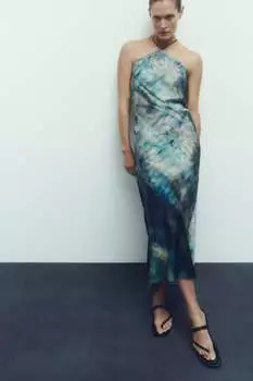 Платье-комбинация с принтом tie-dye ZARA, разноцветный