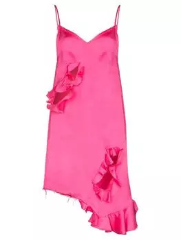 Платье-комбинация с вырезами и воланами marques almeida, розовый