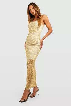 Платье-комбинация с зебровым принтом Boohoo, зеленый