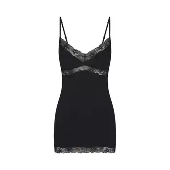 Платье-комбинация SKIMS Cotton Lace, цвет Onyx