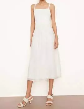 Платье-комбинация со сборками и смешанной техникой в цвете Off White Vince