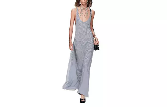 Платье-комбинация женское синее Chanel