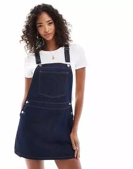 Платье-комбинезон из денима ASOS DESIGN микро-мини в отбеленном цвете