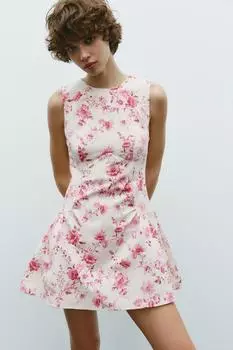 Платье-комбинезон из поплина в цветочек ZARA, цвет Pinks