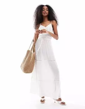Платье-комбинезон макси от Wednesday's Girl белого цвета