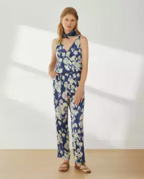 Платье-комбинезон с принтом Tie Dyy Bambula Southern Cotton, синий