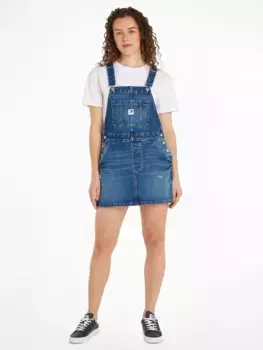 Платье-комбинезон Tommy Jeans "DUNGAREE DENIM DRESS CH6138", с флагом Tommy Jeans, джинсовый