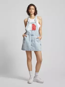 Платье-комбинезон в стиле деним, модель «DUNGAREE» Tommy Jeans, светло-голубой
