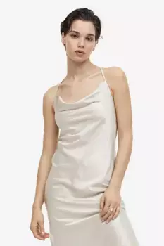 Платье комбинезонного типа из атласа с камнями H&M, бежевый