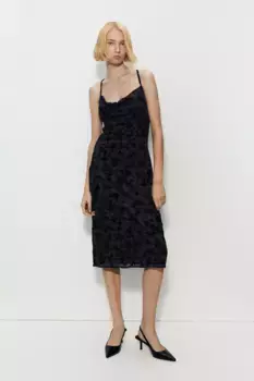Платье комбинезонного типа из жаккардовой сетчатой ткани H&M, черный