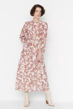 Платье - Коричневое - А-силуэт Trendyol Modest, коричневый