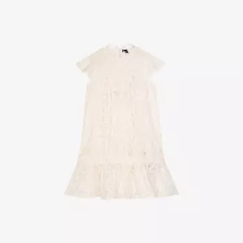 Платье короткое The Kooples с цветочным кружевом, экрю