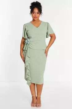 Платье-корсаж Curve Sage Flower Midi QUIZ Clothing