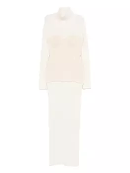 Платье-корсет из рубчатой вязки Jean Paul Gaultier, нейтральный