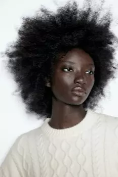 Платье косичной вязки H&M, бежевый