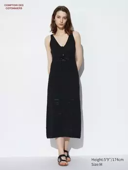 Платье крючком без рукавов Uniqlo, черный