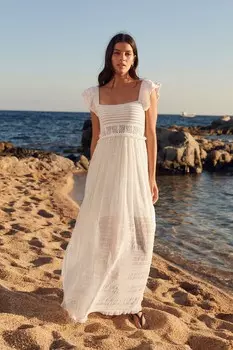 Платье крючком с расклешенными рукавами Next, белый