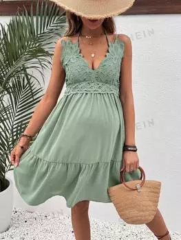 Платье кружевное Shein для беременных, зеленый