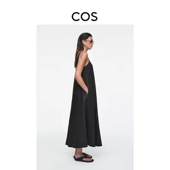 Платье льняное Cos А-силуэта, черный