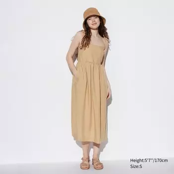 Платье льняное Uniqlo, бежевый