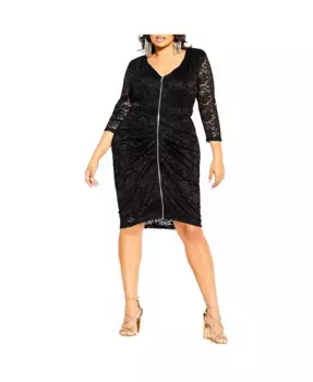 Платье Lacey с молнией больших размеров CITY CHIC, черный