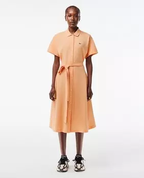 Платье Lacoste из пике с поясом Lacoste, оранжевый