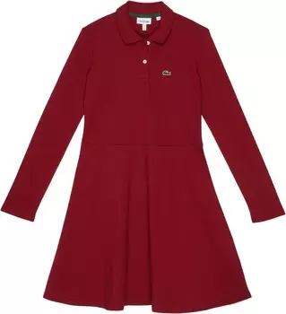 Платье Lacoste Kids Long Sleeve Polo Shirtdress, цвет Turkey Red