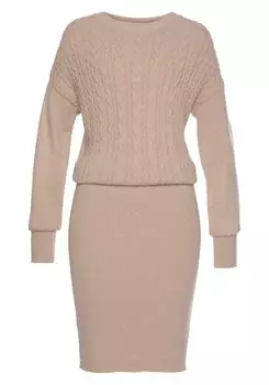 Платье LASCANA Strick, бежевый