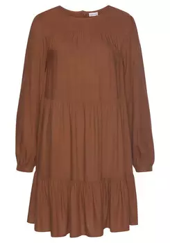 Платье LASCANA Volant, цвет rost