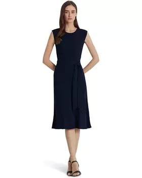 Платье LAUREN Ralph Lauren Belted Bubble Crepe, черный