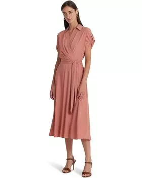 Платье LAUREN Ralph Lauren Belted Crepe, розовый