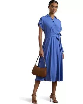 Платье Lauren Ralph Lauren Belted Crepe Dress, цвет Soft Lazuli