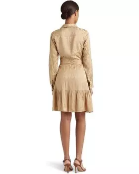 Платье LAUREN Ralph Lauren Belted Geo Jacquard Long Sleeve Dress, цвет Birch Tan