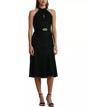 Платье Lauren Ralph Lauren Belted Velvet Halter Dress, цвет Emerald Green Velvet