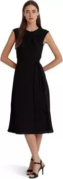 Платье Lauren Ralph Lauren Bubble Crepe Cap-Sleeve Dress, черный