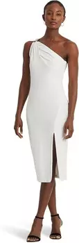 Платье LAUREN Ralph Lauren Buckle-Trim One-Shoulder Cocktail Dress, белый