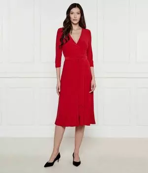 Платье Lauren Ralph Lauren Carlyna с поясом, красный