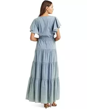 Платье LAUREN Ralph Lauren Chambray Tiered Maxidress, цвет Isla Wash