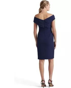 Платье LAUREN Ralph Lauren Crepe Off-the-Shoulder Cocktail Dress, цвет Lighthouse Navy