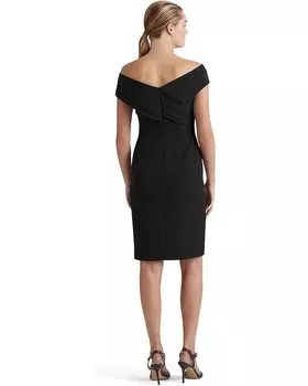 Платье LAUREN Ralph Lauren Crepe Off-the-Shoulder Cocktail Dress, черный