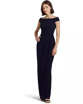 Платье LAUREN Ralph Lauren Crepe Off-the-Shoulder Gown, нави