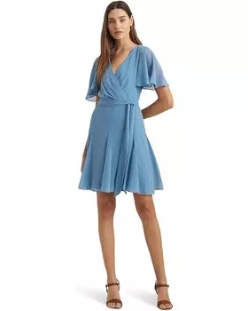 Платье LAUREN Ralph Lauren Crinkle Georgette Surplice, цвет Pale Azure