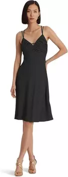 Платье Lauren Ralph Lauren Double-Strap Georgette Slip Dress, черный