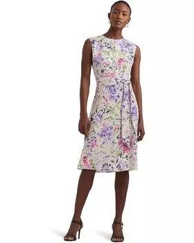 Платье LAUREN Ralph Lauren Floral Belted Bubble Crepe, кремовый