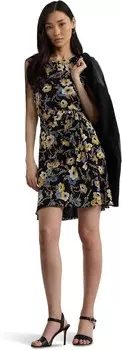 Платье Lauren Ralph Lauren Floral Bubble Crepe Cap-Sleeve Dress, цвет Black Multi
