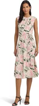 Платье Lauren Ralph Lauren Floral Bubble Crepe Cap-Sleeve Dress, цвет Cream/Pink/Green