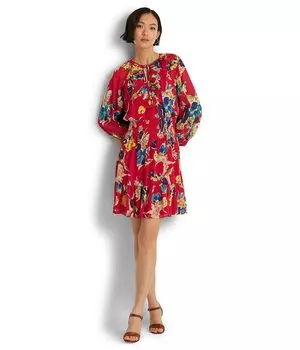 Платье LAUREN Ralph Lauren, Floral Crinkle Georgette Long Sleeve Dress
