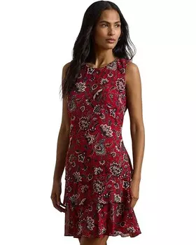 Платье Lauren Ralph Lauren Floral Crinkle Georgette Shift Dress, цвет Red Multi
