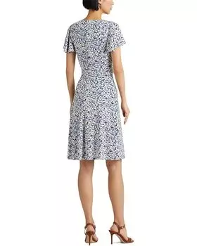 Платье LAUREN Ralph Lauren Floral Stretch Jersey Surplice Dress, цвет Blue/Cream/Pink